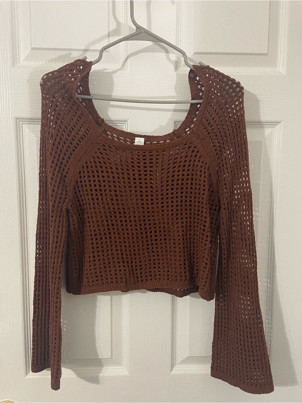Old Navy off the shoulder brown crochet top